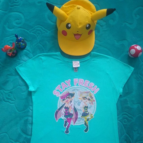 MEGA NINTENDO FAN (Splatoon T-shirt + Pikachu Hat) - Picture 1 of 3